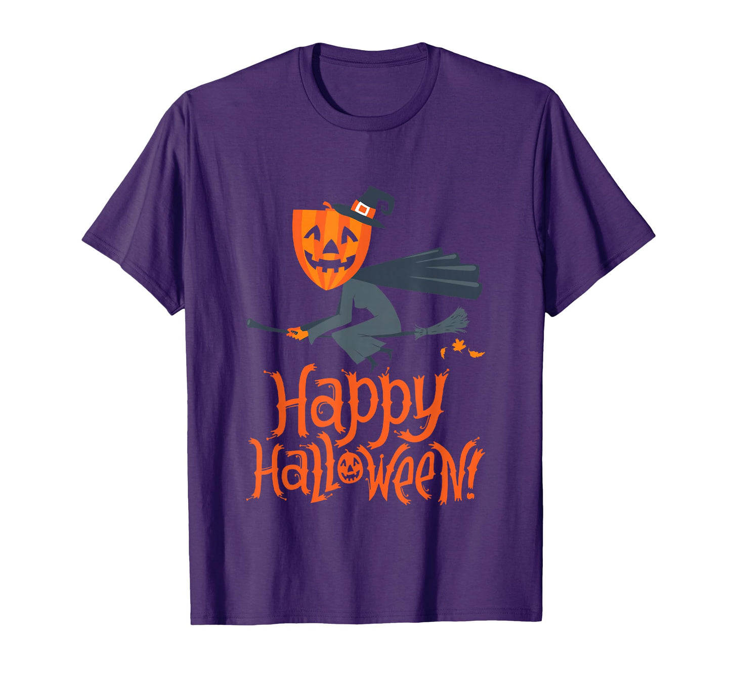 Happy Halloween Witch Pumpkin - Funny Cartoon Motif T-Shirt