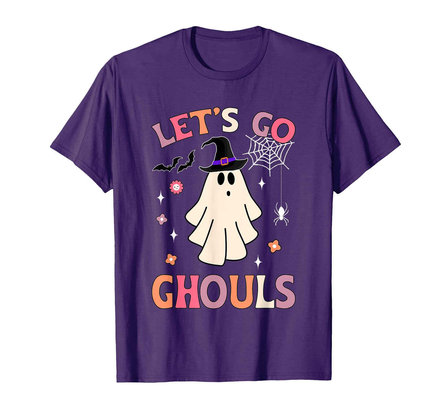 Halloween Ghost Witch Costumes Retro Let's Go Ghouls Groovy T-Shirt
