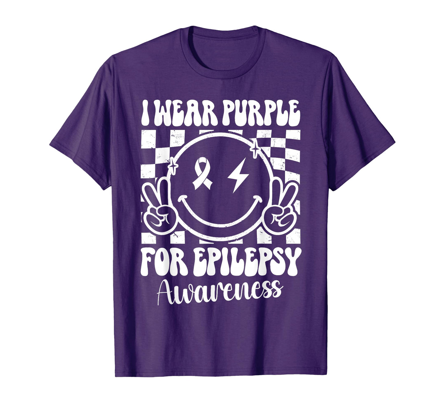 I Wear Purple For Epilepsy Awareness Smile Face Epilepsy T-Shirt