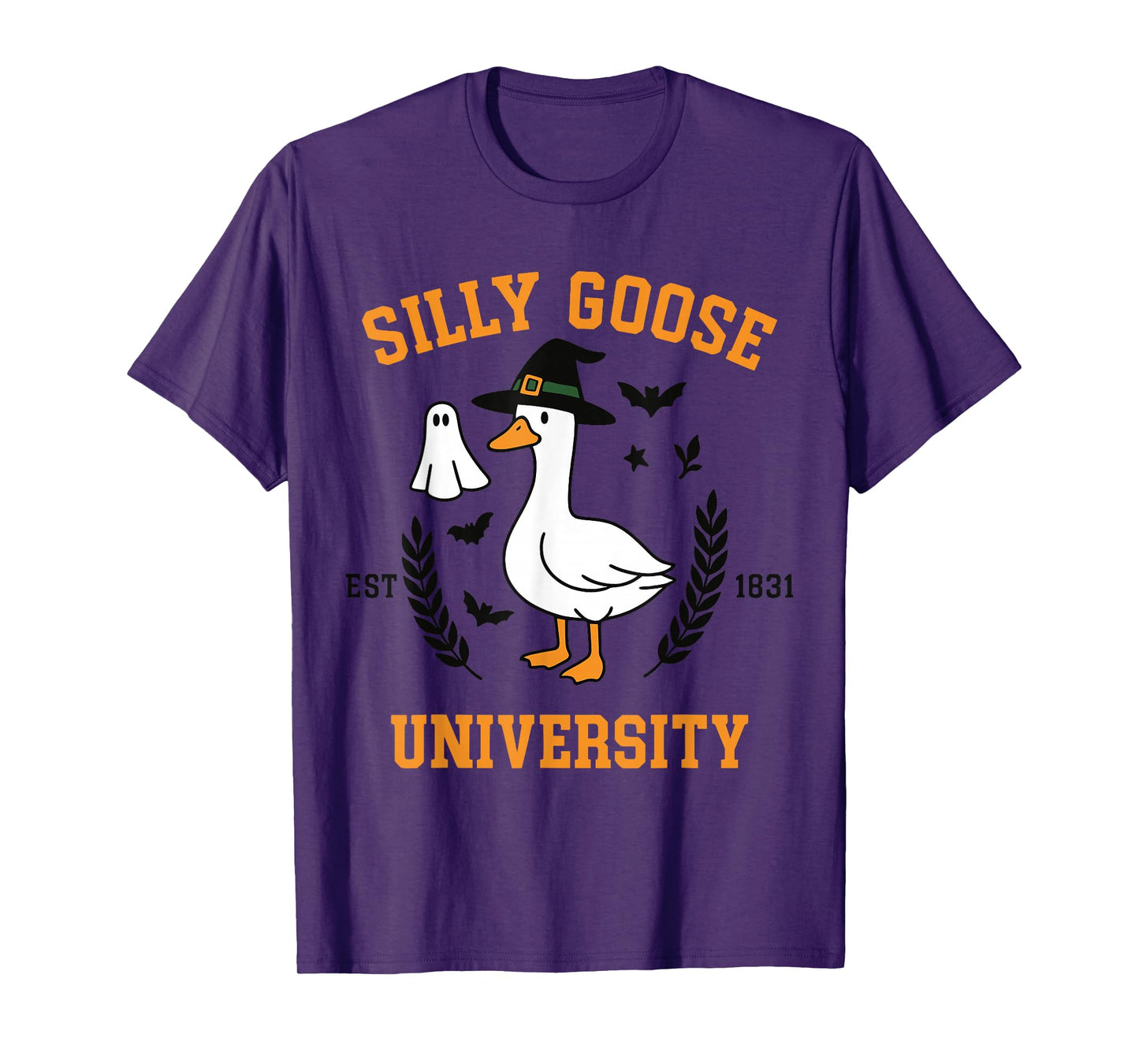 Silly Goose Halloween Witch Ghost Funny Vintage Spooky Goose T-Shirt