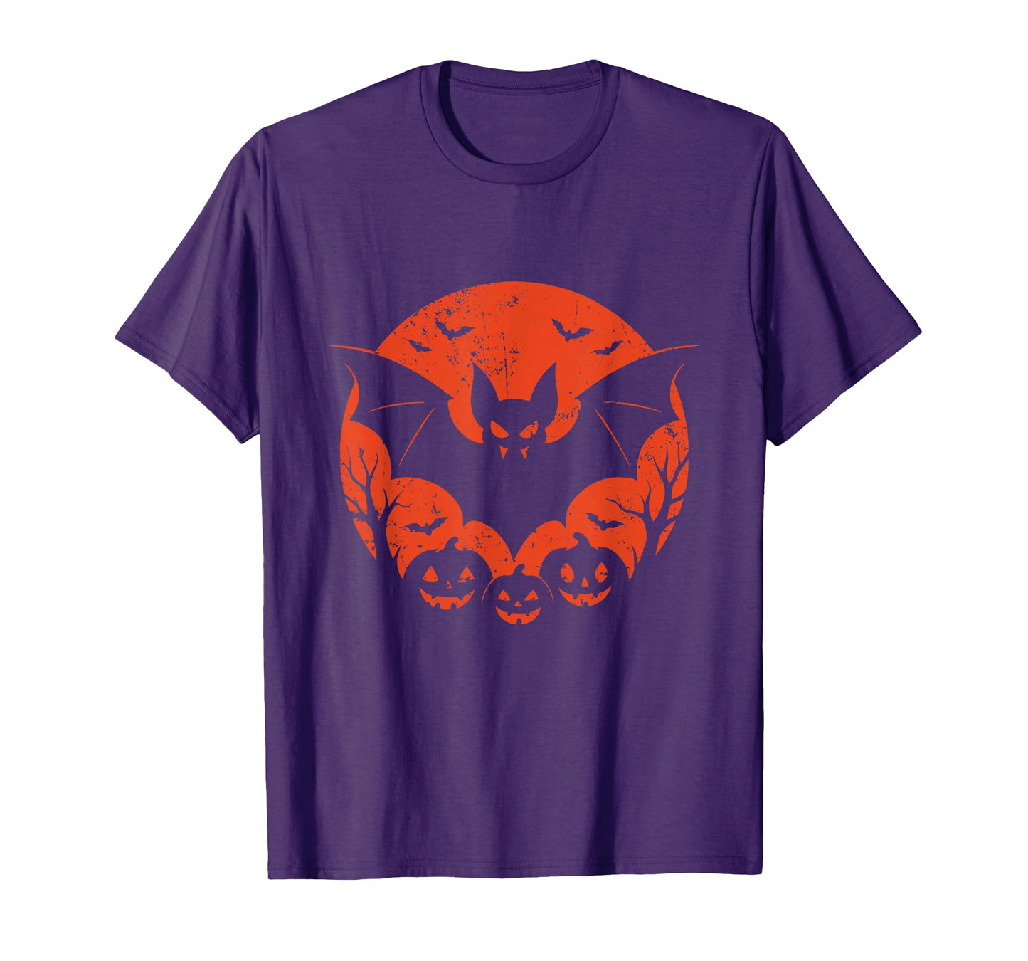 Bat and Pumpkins Halloween Moon T-Shirt