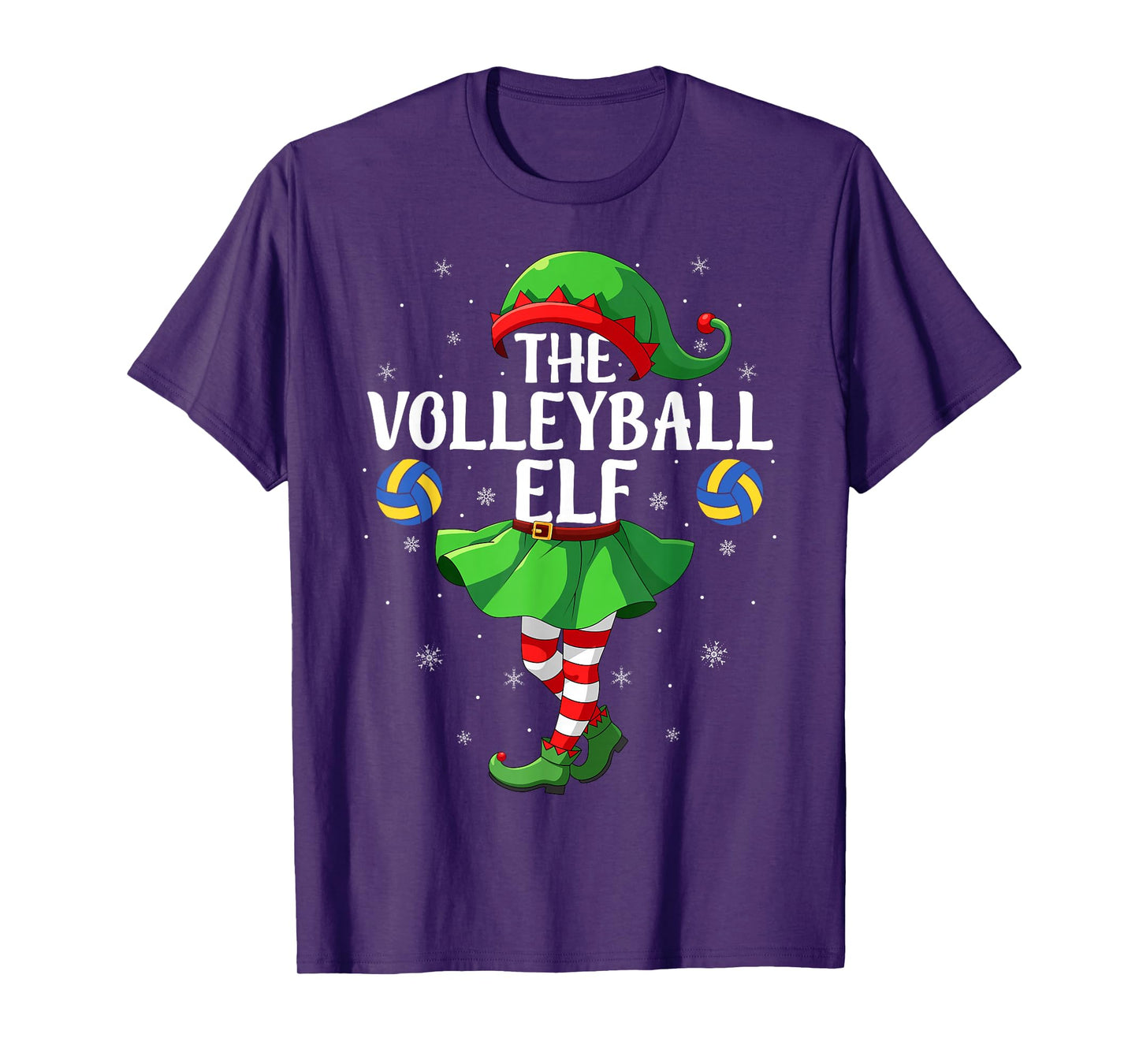 Volleyball Elf Christmas Girls Women Elf Squad Xmas Family T-Shirt