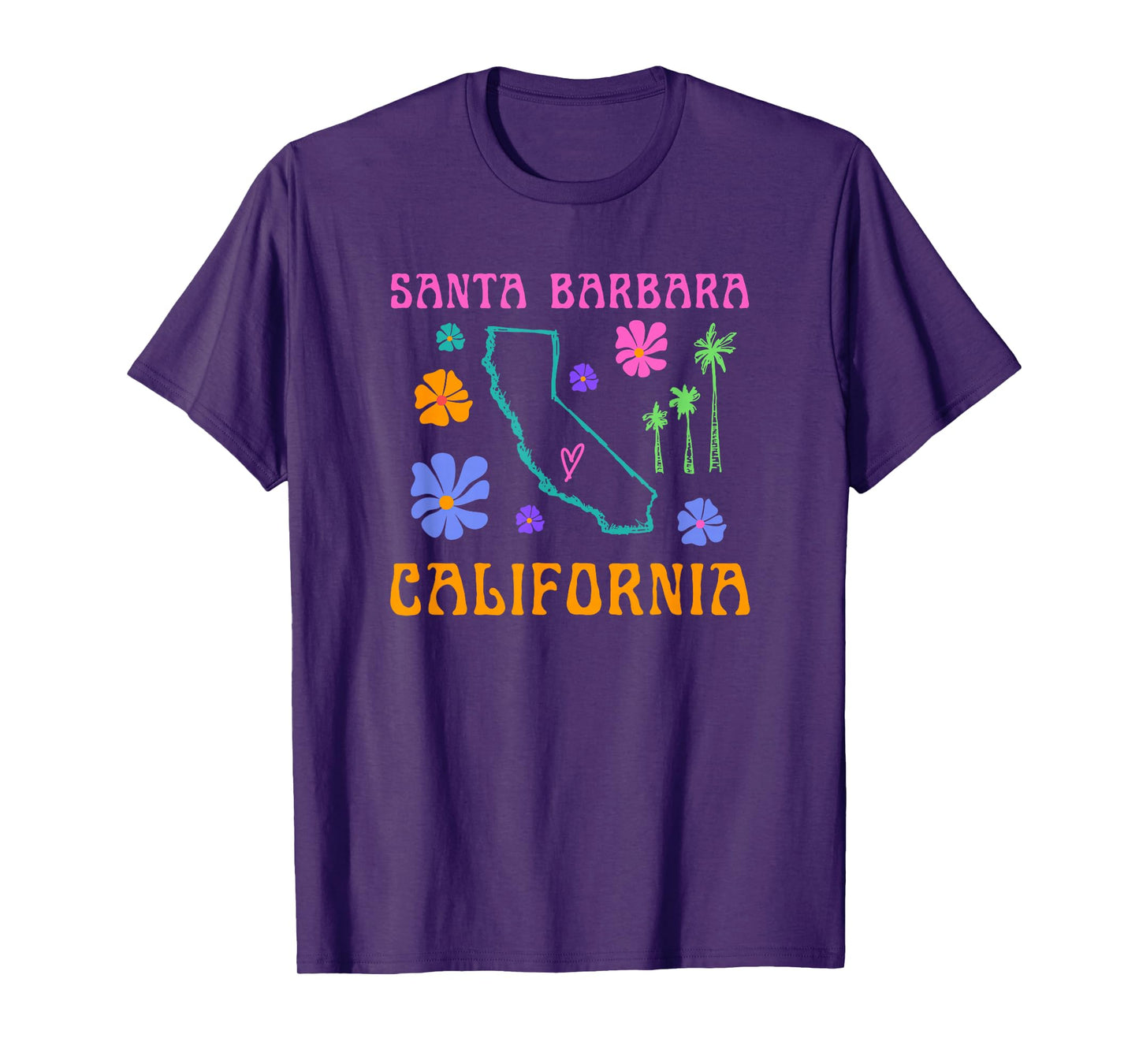 Santa Barbara California Retro Groovy Vacation and Travel T-Shirt