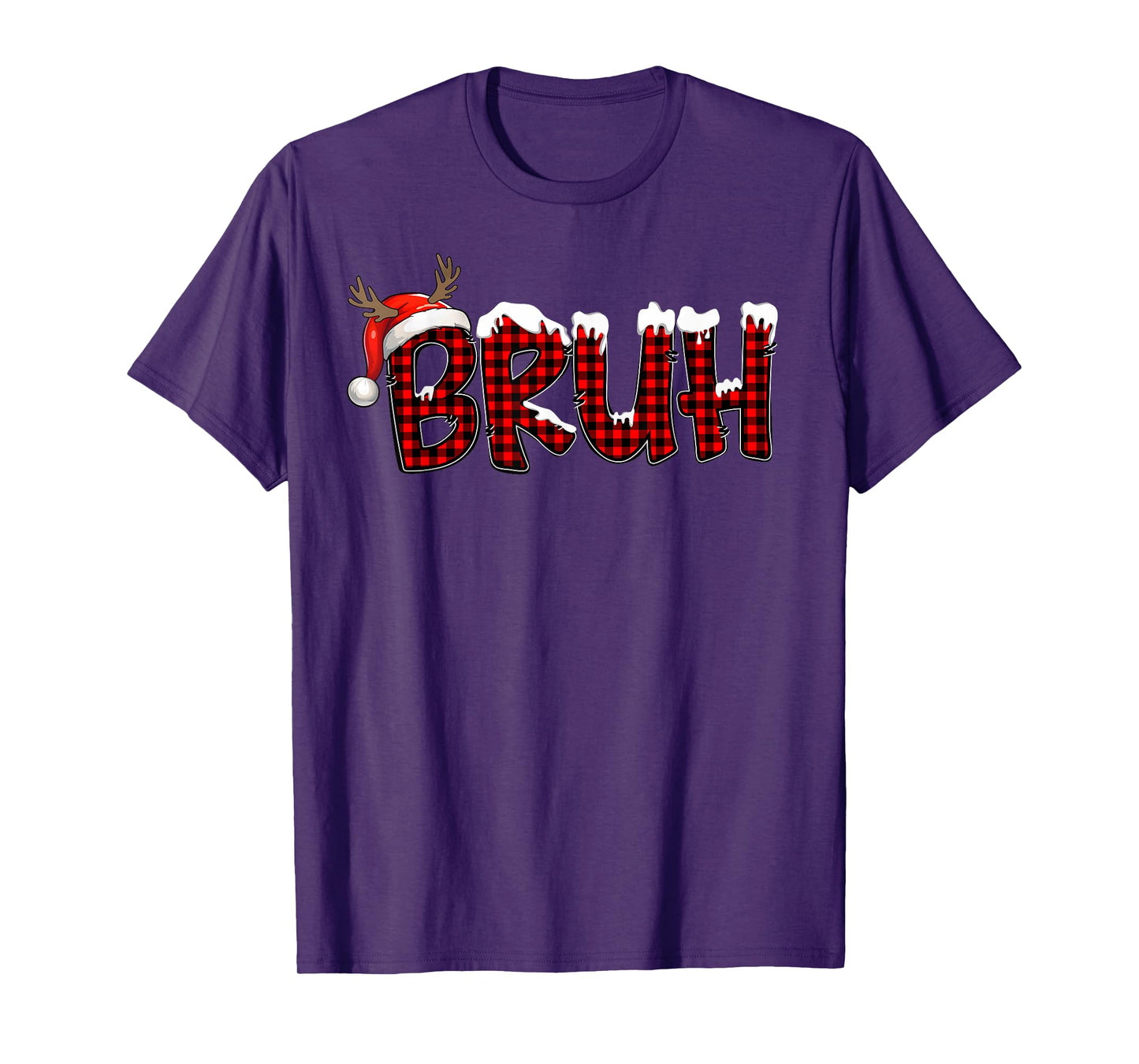 Buffalo Plaid Bruh Santa Hat Christmas Xmas Pajamas Holiday T-Shirt