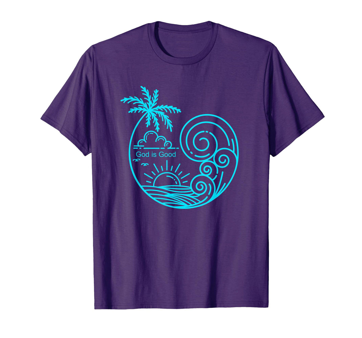 Christian Tropical Wave Beach Line Art Graphic Design T-Shirt
