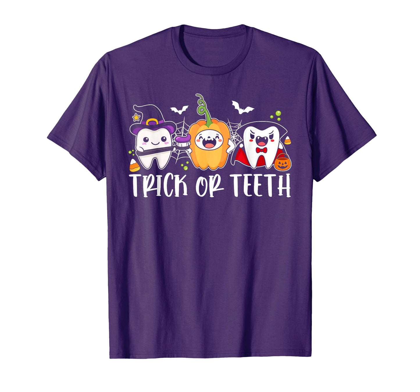 Trick Or Teeth Funny Dental Halloween Costumes Treat Dentist T-Shirt