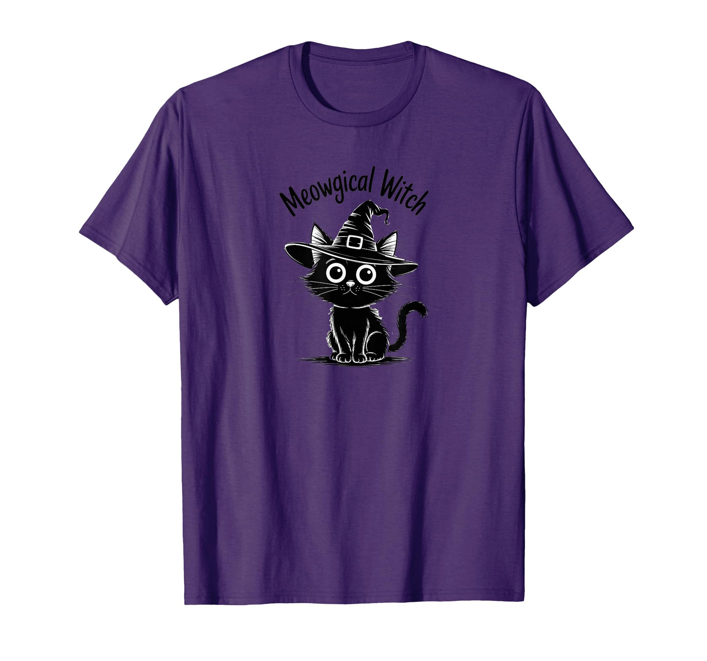 Meowgical Witch Cute Black Cat Halloween Lovers T-Shirt