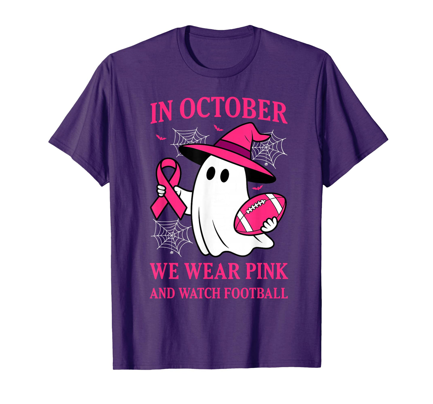 in October We Wear Pink Ghost Breast Cancer Awareness T-Shirt