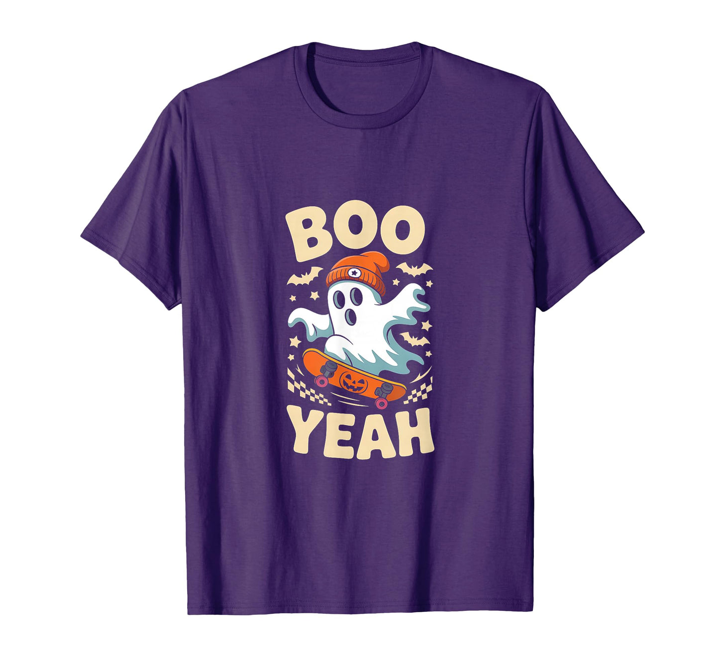 Boo Yeah Halloween Ghost Boys Retro Skateboard Toddler Kids T-Shirt