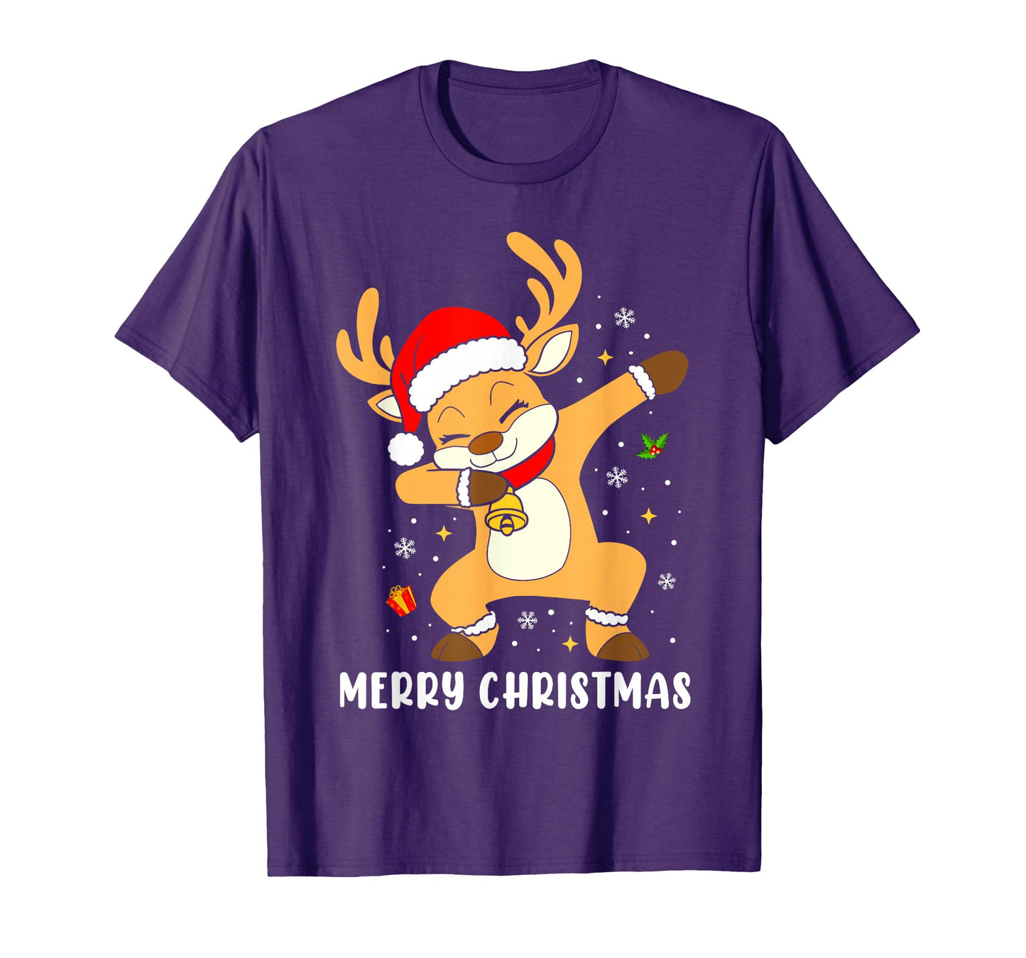 Merry Christmas Lights Red Santa Hat Family Xmas Reindeer T-Shirt