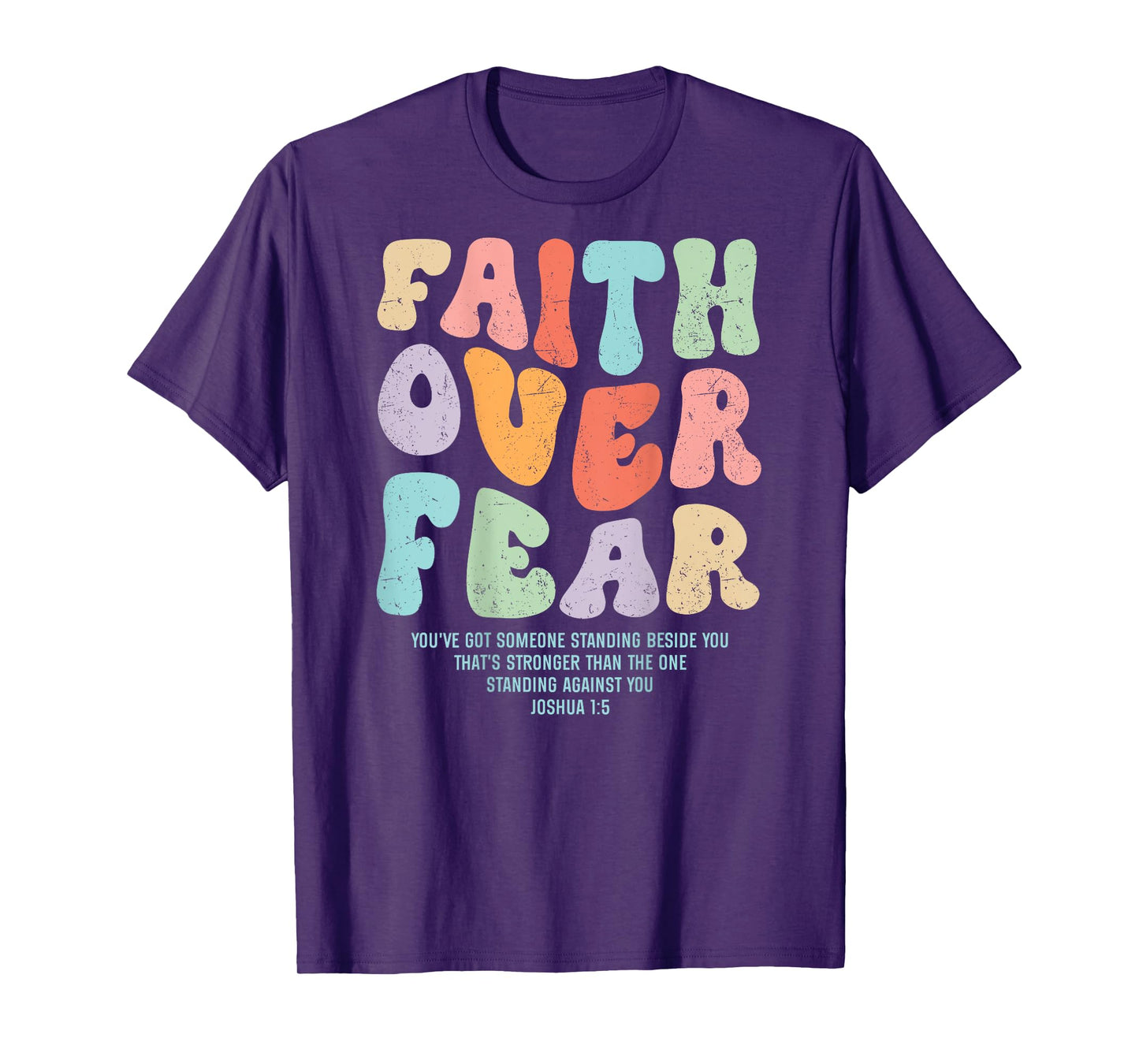 Faith Over Fear Bible Verse Aesthetic Christian Groovy Retro T-Shirt