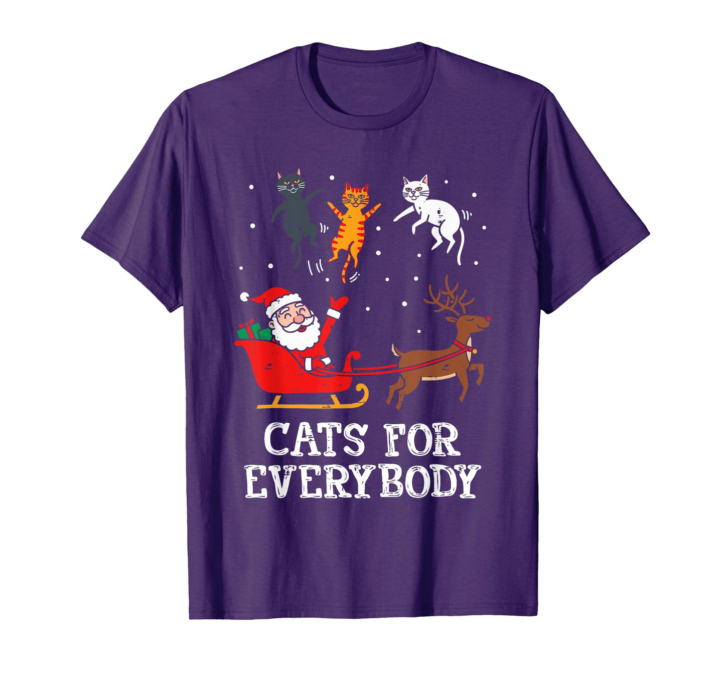 Cats for Everybody Funny Santa Reindeer Christmas Cat Lovers T-Shirt