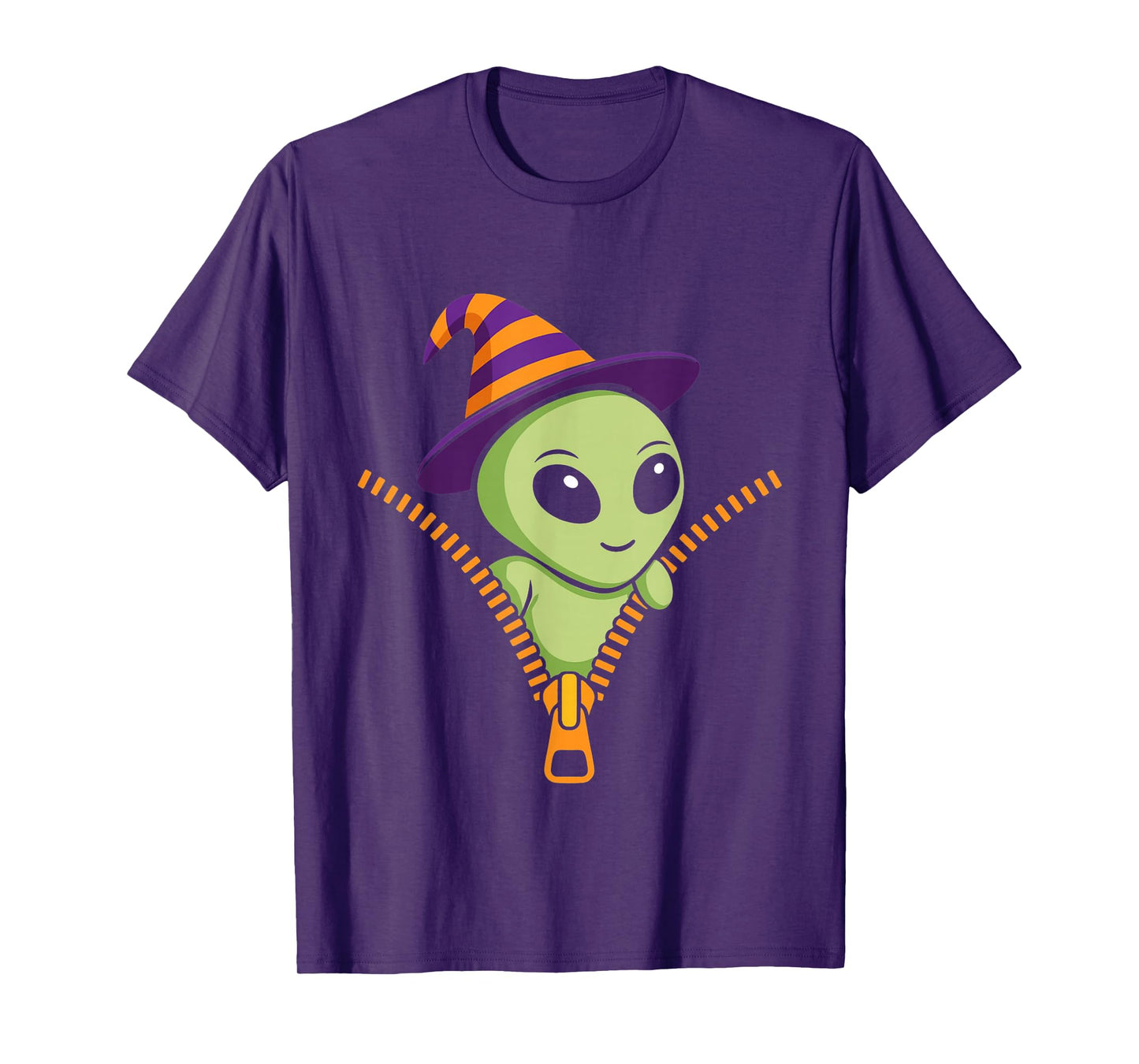 Alien Emerging from A Zipper Cute Alien Halloween T-Shirt