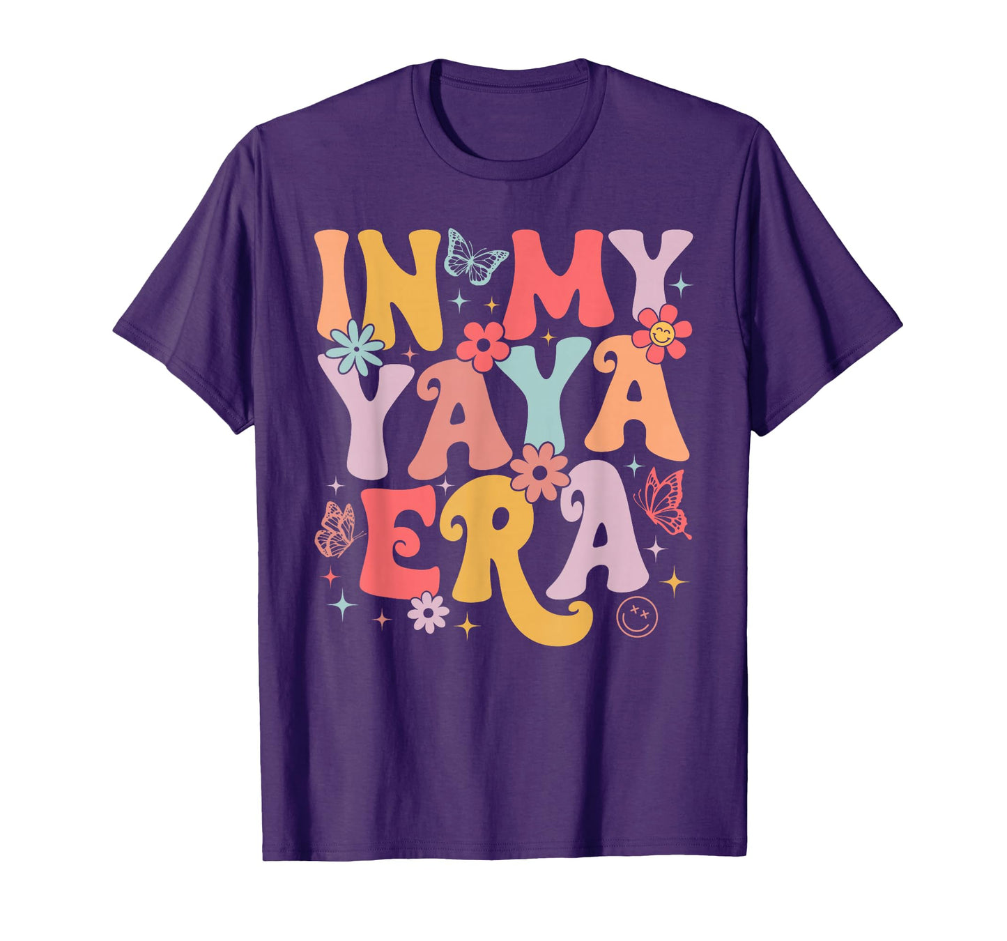 In My Yaya Era Groovy Retro Mothers Day Butterfly Women T-Shirt