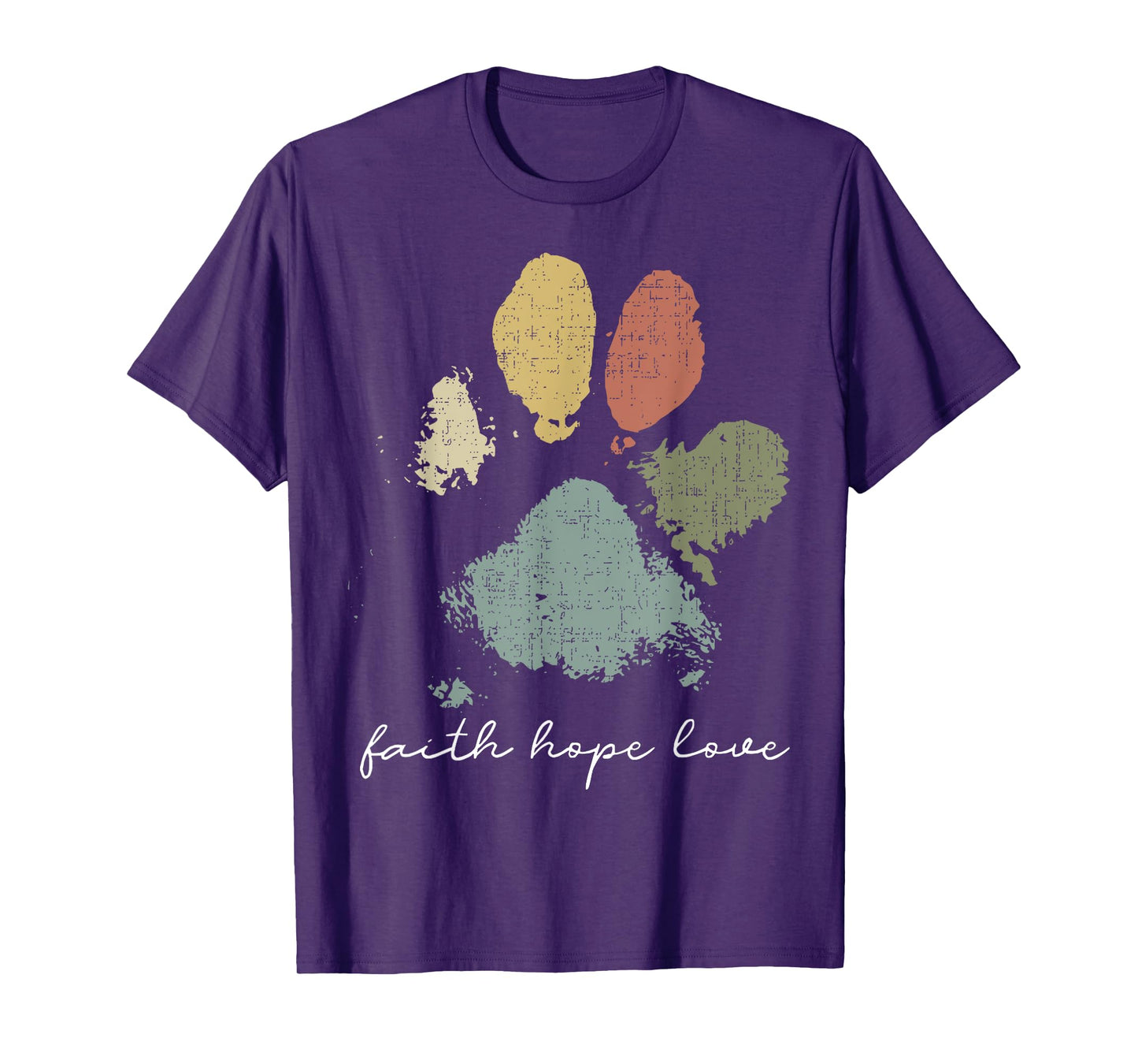 Faith Hope Love Rainbow Paw Print Jesus Christian Dog Lover T-Shirt