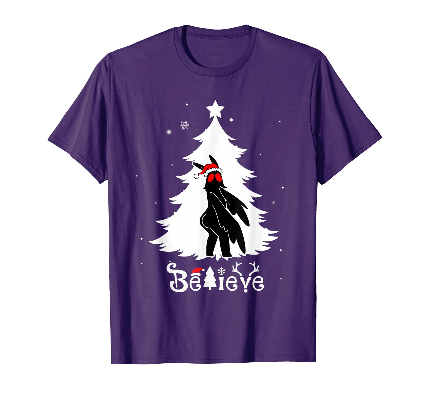 Funny Thicc Mothman Christmas Believe Cryptid Xmas Gifts T-Shirt
