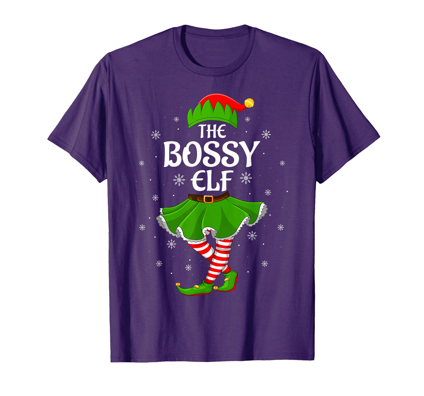 Bossy Elf Christmas Family Girls Women Elf Squad Xmas T-Shirt