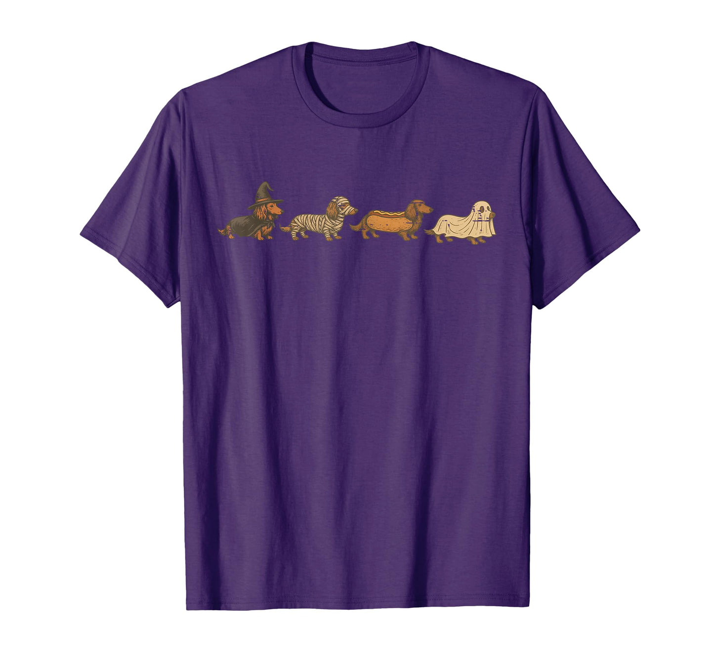 Vintage Funny Dachshund Ghost Halloween Costume Dog Lover T-Shirt