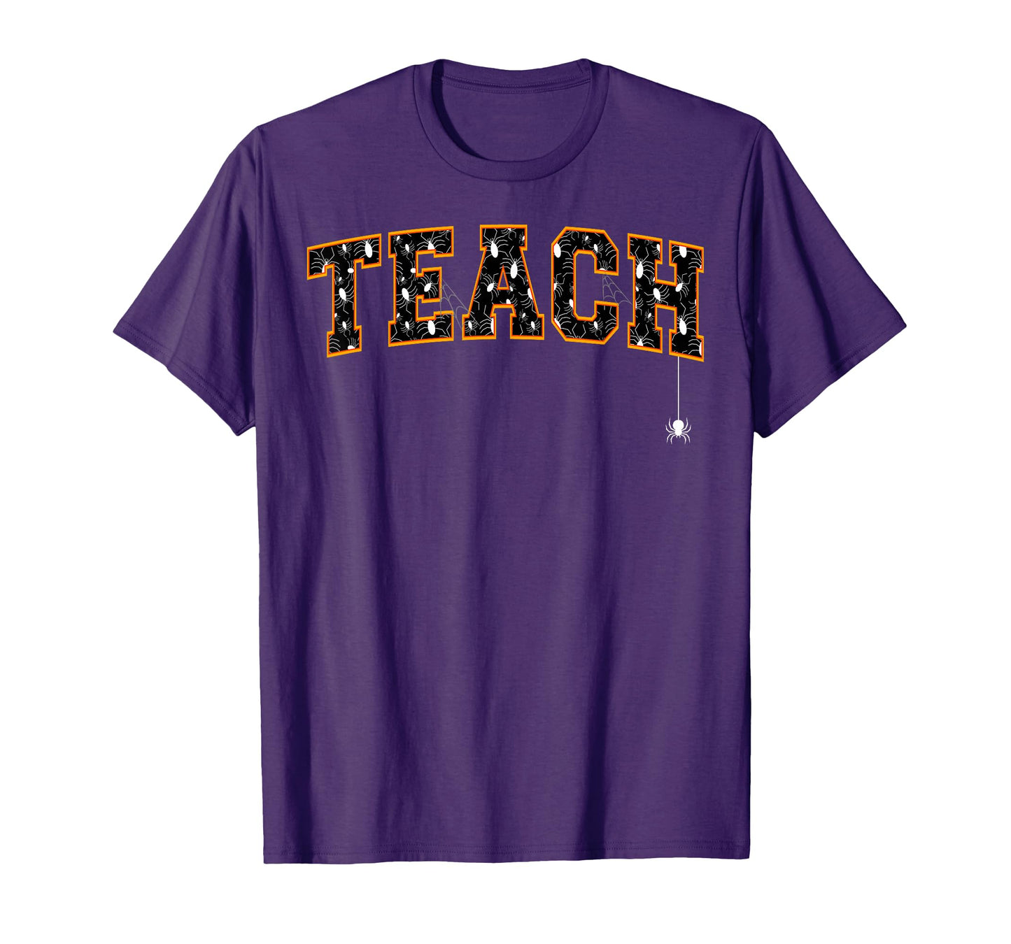Teach Halloween Teacher Cute Spiders Varsity Letters T-Shirt