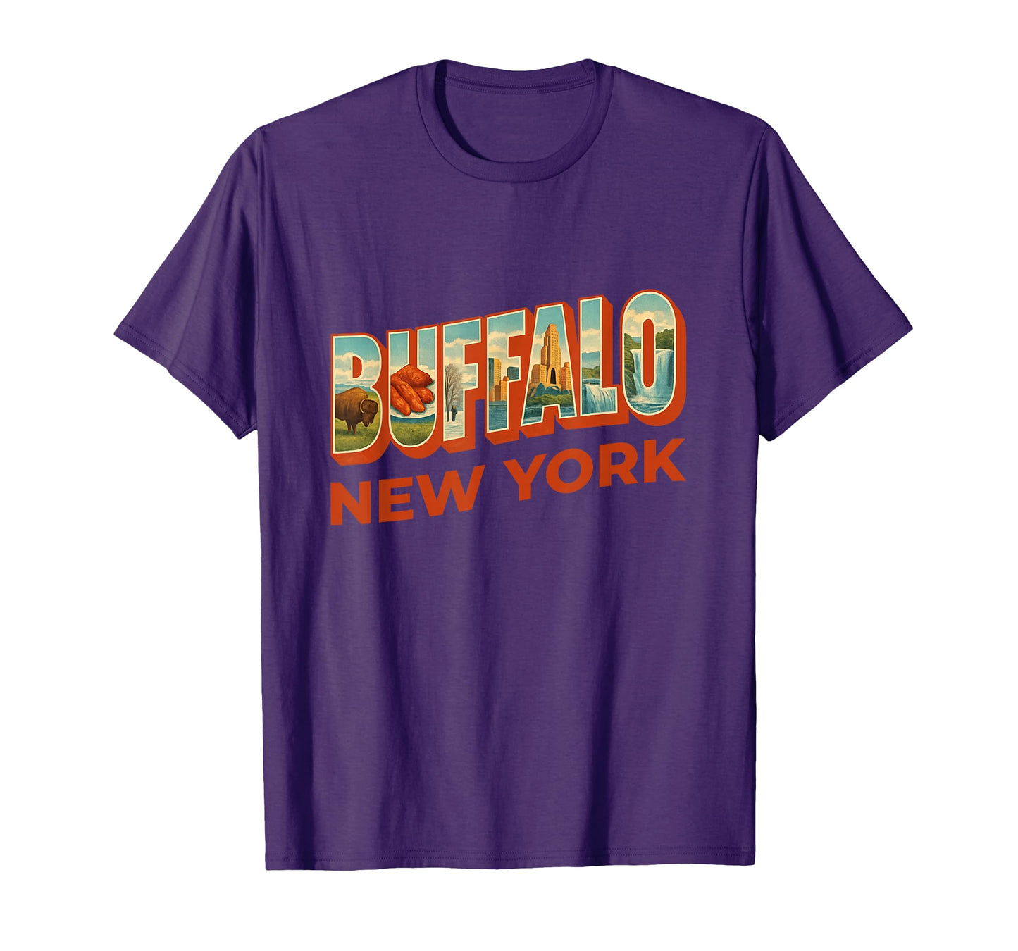 Buffalo New York Famous Icons Inside Retro Typography T-Shirt