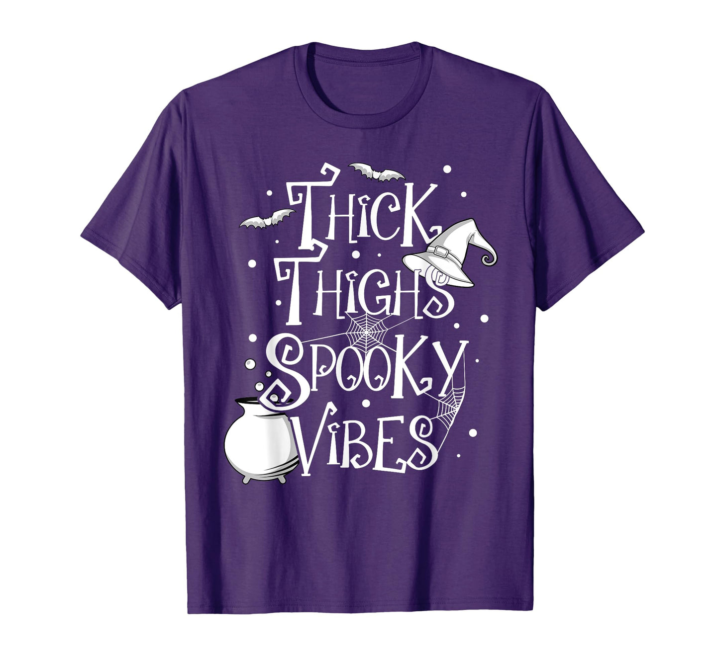 Thick Thighs Spooky Vibes Halloween Party Gym Workout Witch T-Shirt
