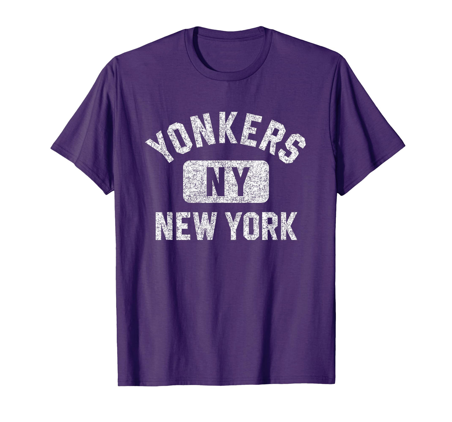 Yonkers New York Gym Style Distressed White Print T-Shirt