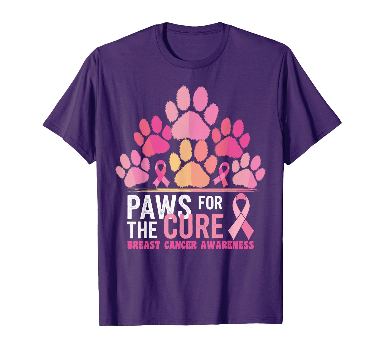 Pink Paws For The Cure Breast Cancer Awareness Dog Cat Lover T-Shirt