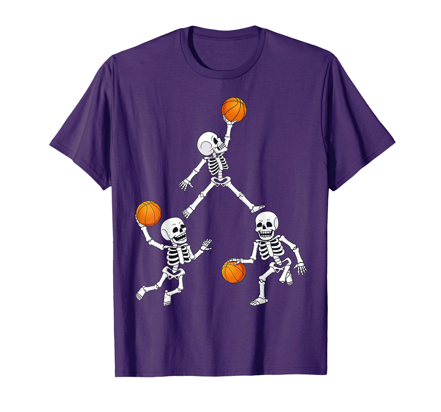 Basketball Halloween Skeleton Dunking Dribble Boys Kids Teen T-Shirt