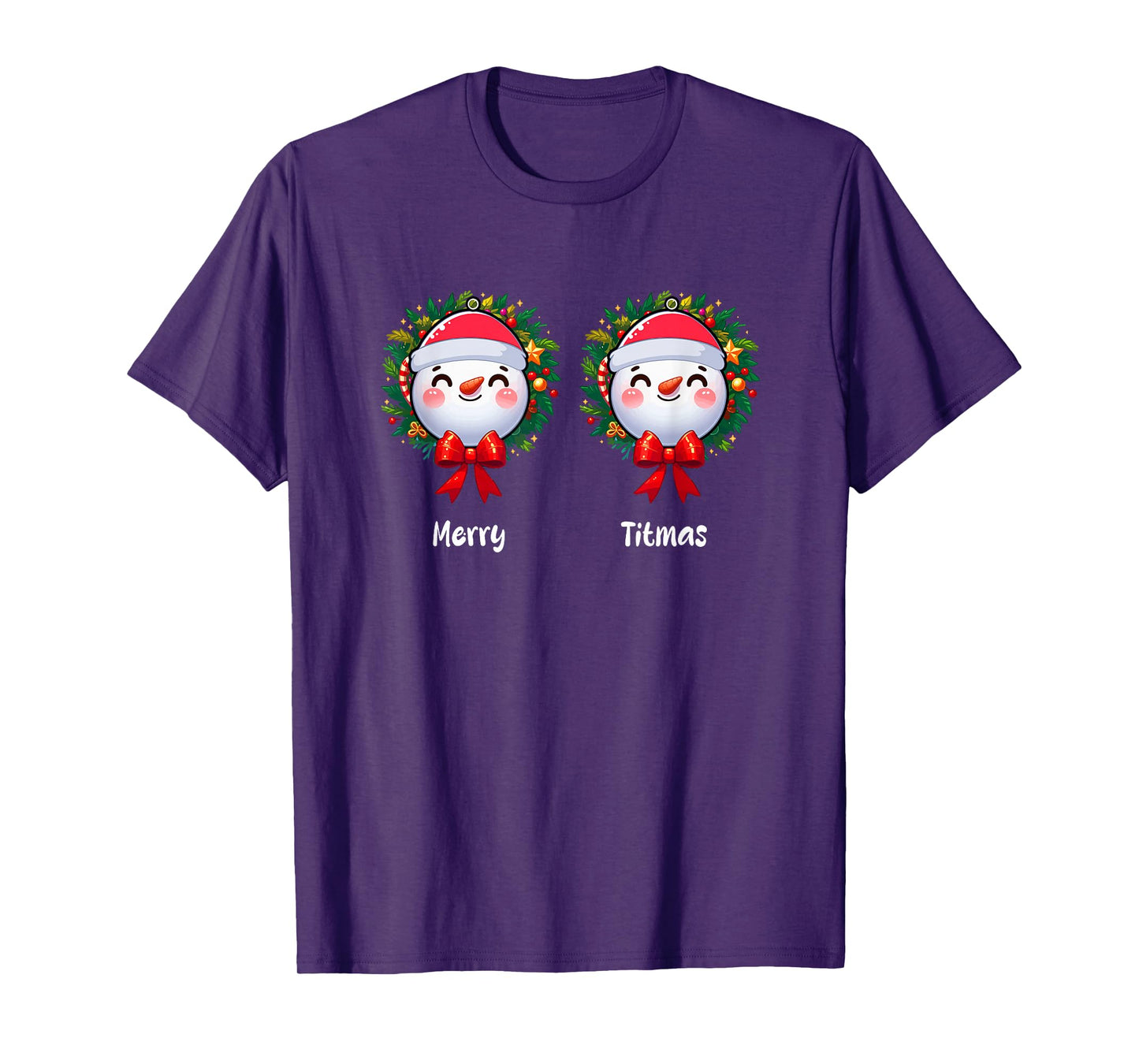 Merry Christmas Funny Joke Bra Women Two Cute Snowmen T-Shirt