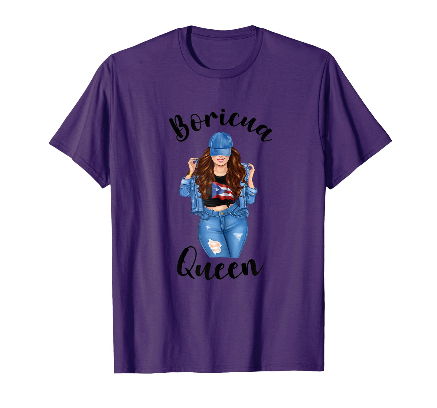 Puerto Rico Boricua Queen Patriotic FLag Puerto Rican Cute Women T-Shirt