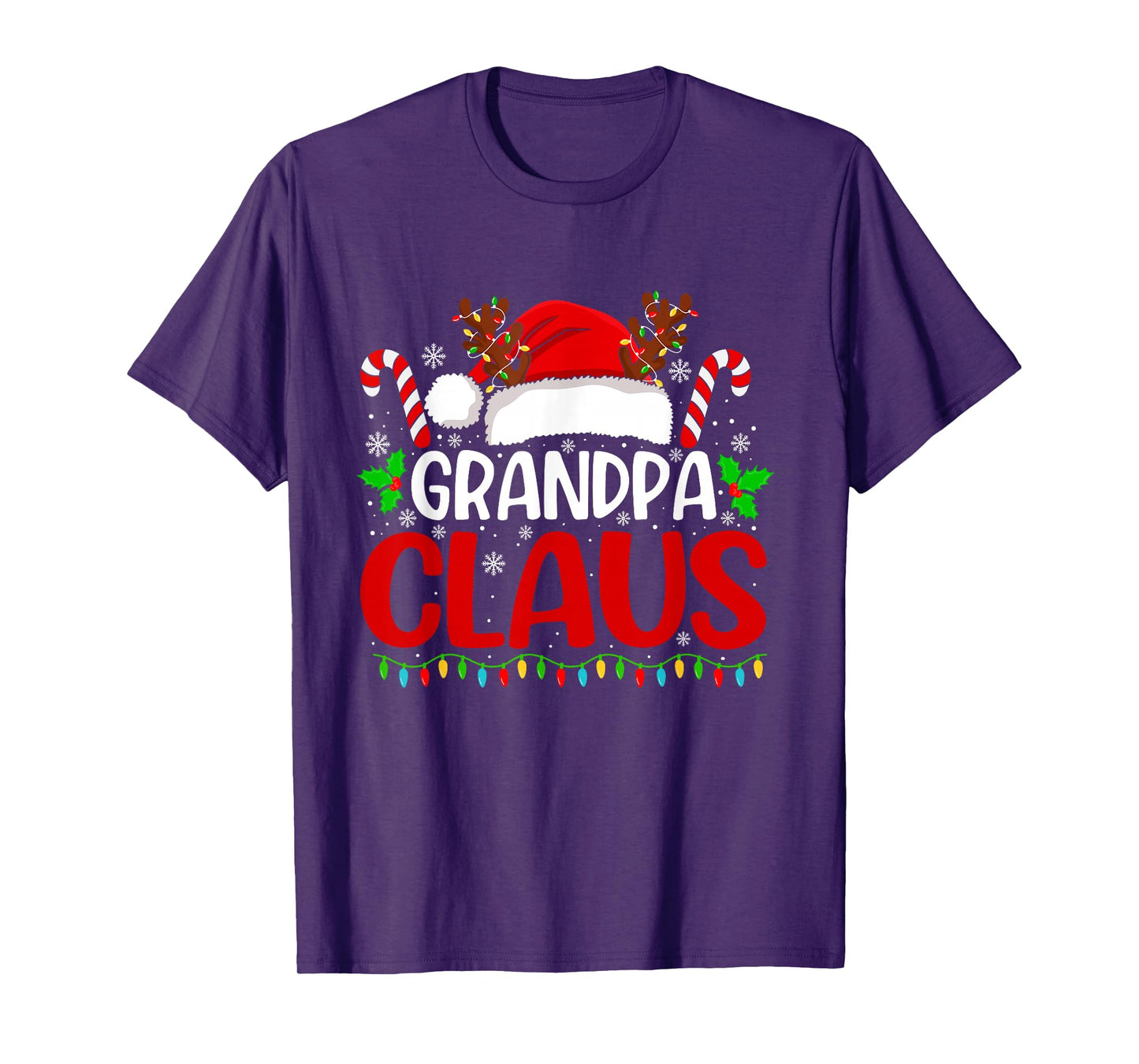 Grandpa Claus Christmas Lights Santa Family Matching Xmas T-Shirt