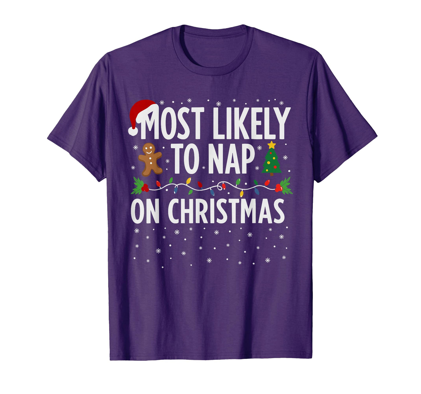 Most Likely to Nap on Christmas Shirt Men, Funny Xmas Lazy T-Shirt