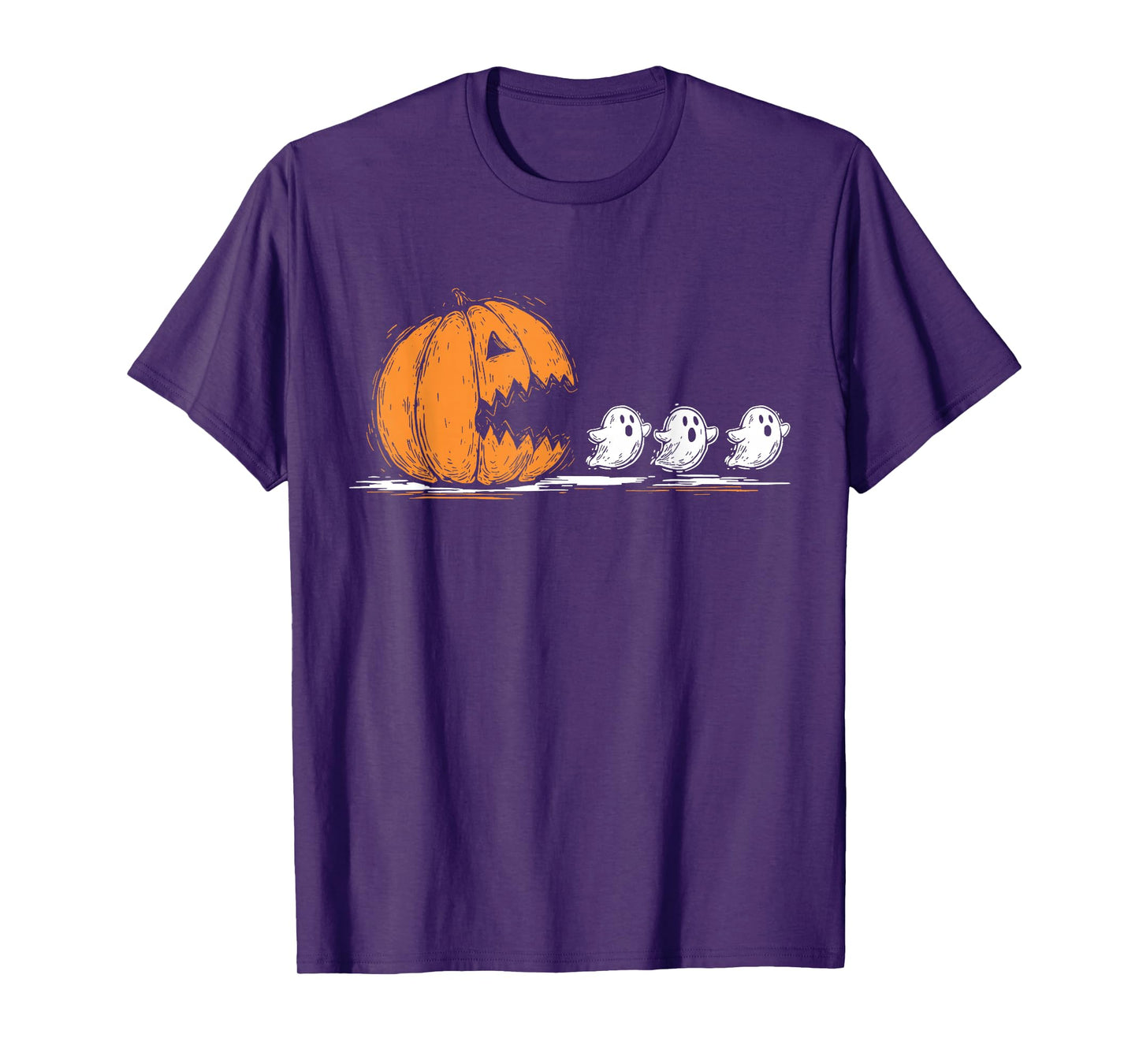 Halloween Retro Pumpkin Eating Ghost Costume Men Women T-Shirt