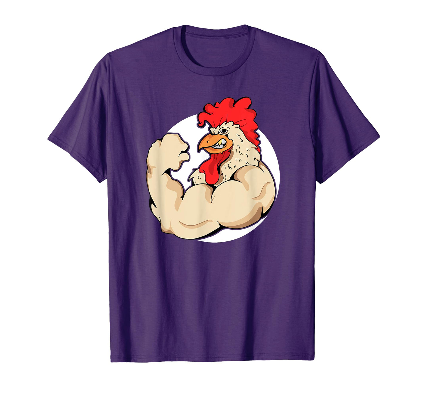 Mens Muscles Rooster's Funny Chicken Shirt. Training Mascots T-Shirt