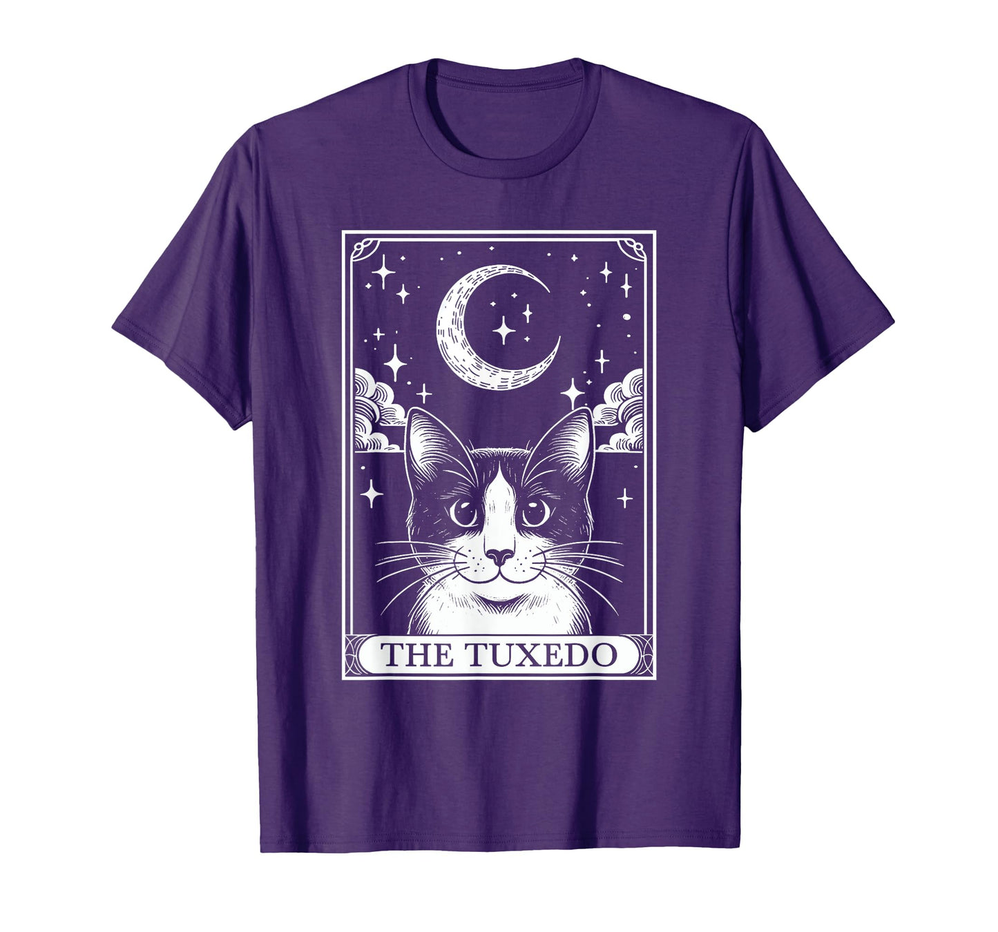 Tarot Card Vintage Crescent Moon Tuxedo Cat Mom Cat Lovers T-Shirt for Men Women Kids