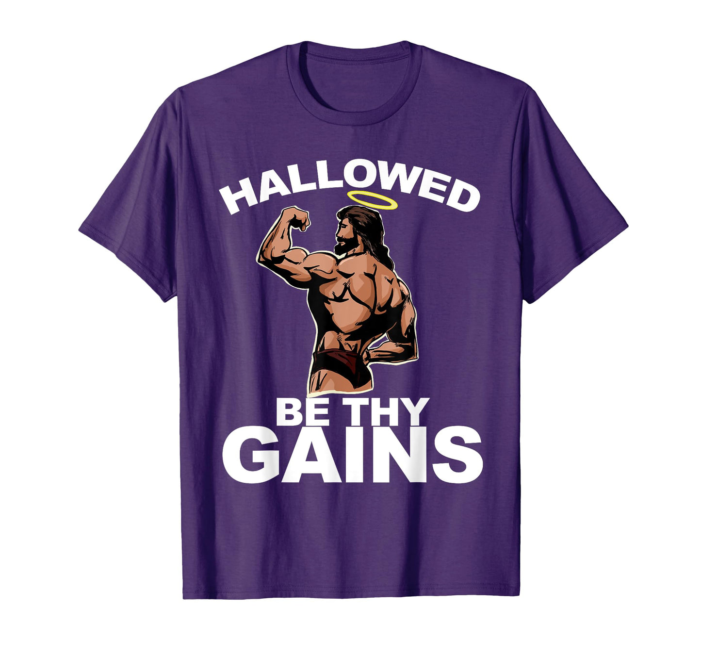 Hallowed Be Thy Gains funny Swole Jesus Bodybuilding Jesus T-Shirt