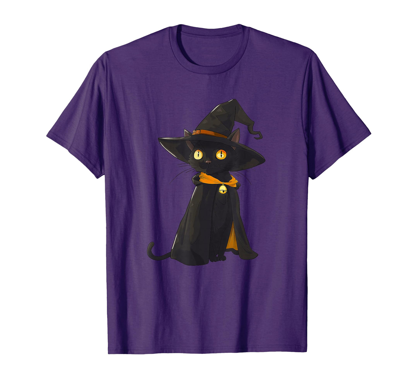 Scary Halloween Black Cat Witch Hat Costume T-Shirt