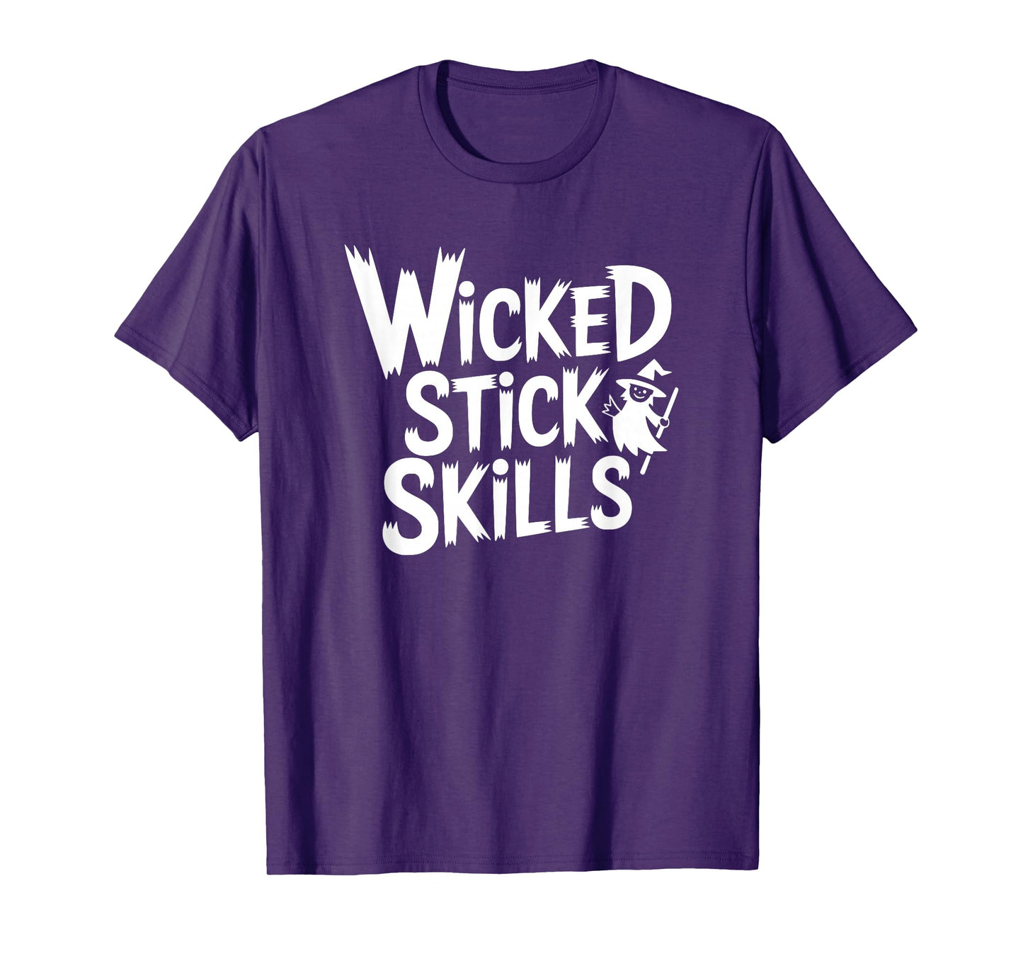 Womens Halloween Wicked Stick Skills Witch Broom T-Shirt