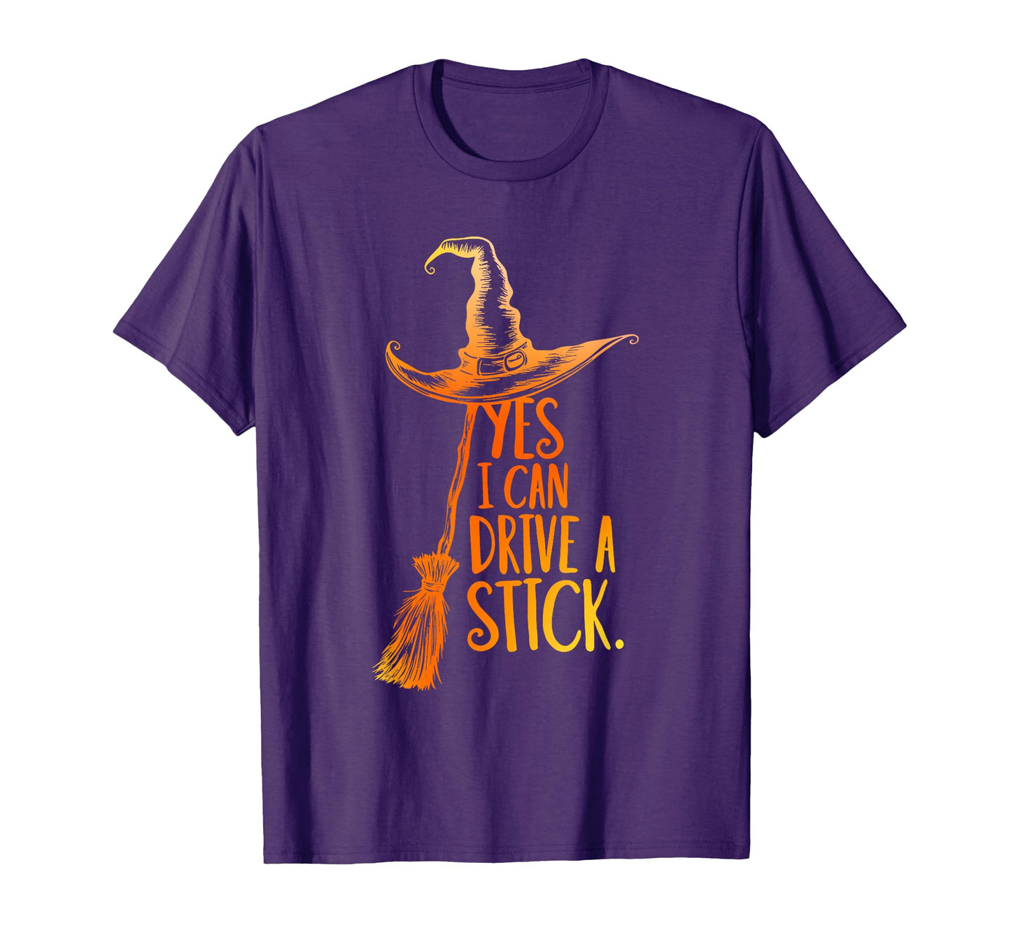 Yes I Can Drive A Stick Funny Halloween Spooky Witch Vintage T-Shirt