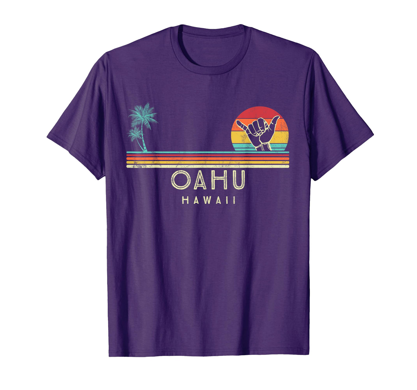 Oahu Hawaii Shaka palm trees tropical T-Shirt