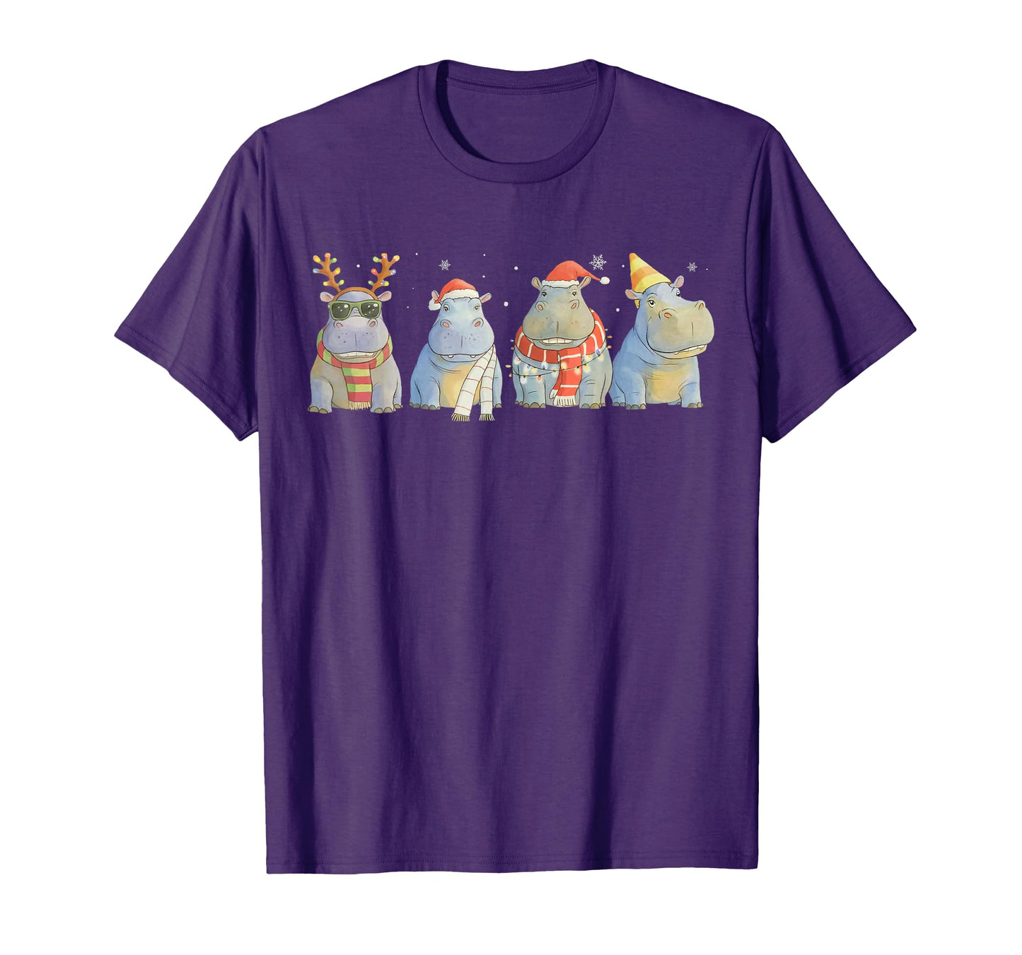 Cute Hippopotamus Christmas Santa Funny Hippo Xmas Men Kids T-Shirt