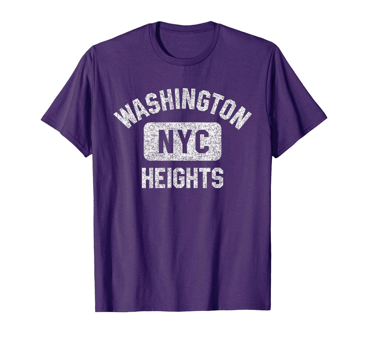 Washington Heights NYC Gym Style Distressed White Print T-Shirt