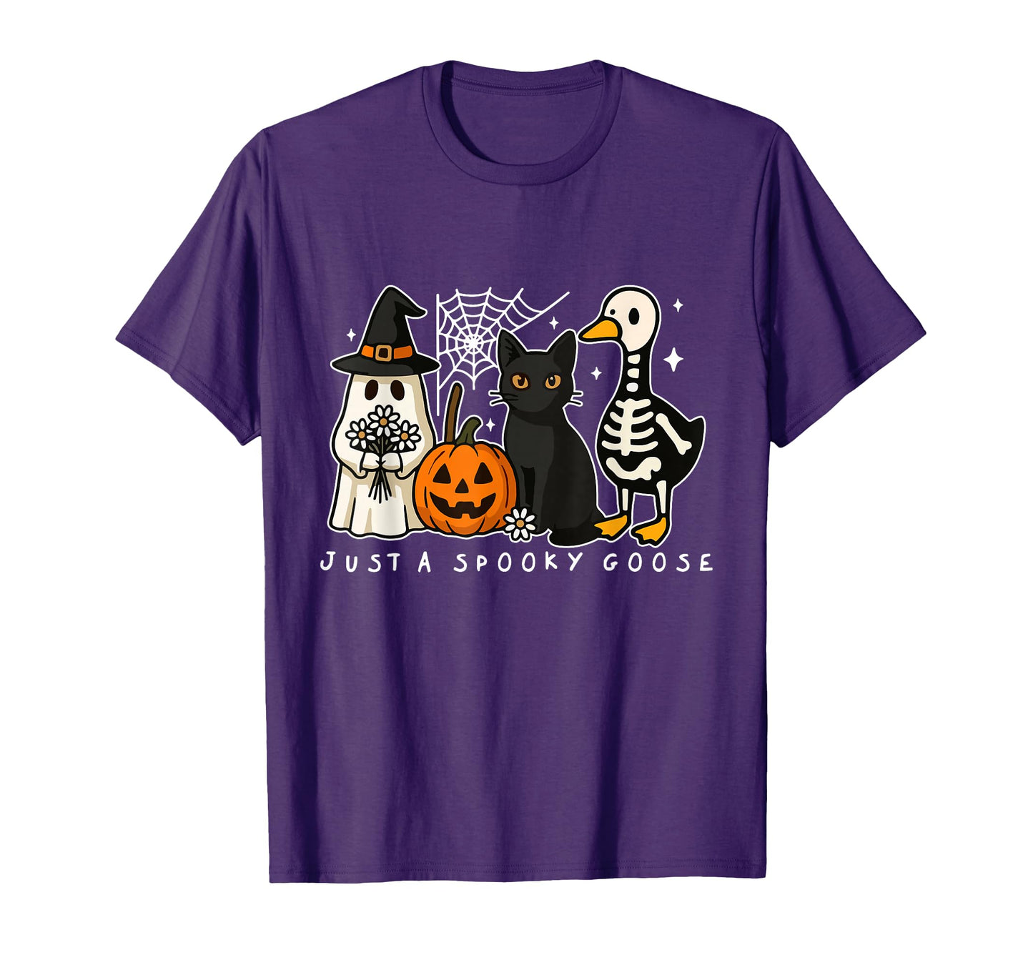 Just A Spooky Goose Halloween Silly Goose Black Cat Spooky T-Shirt