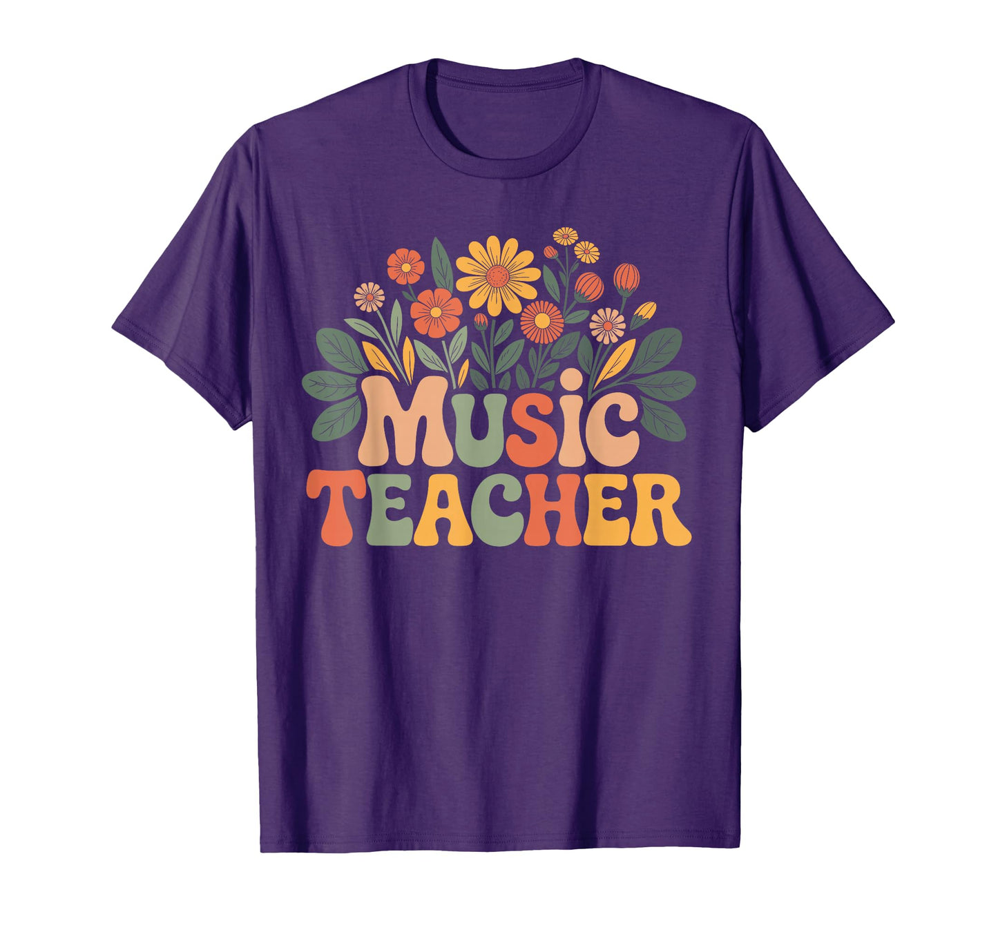 Vintage Wildflowers Retro Floral Music Teacher T-Shirt