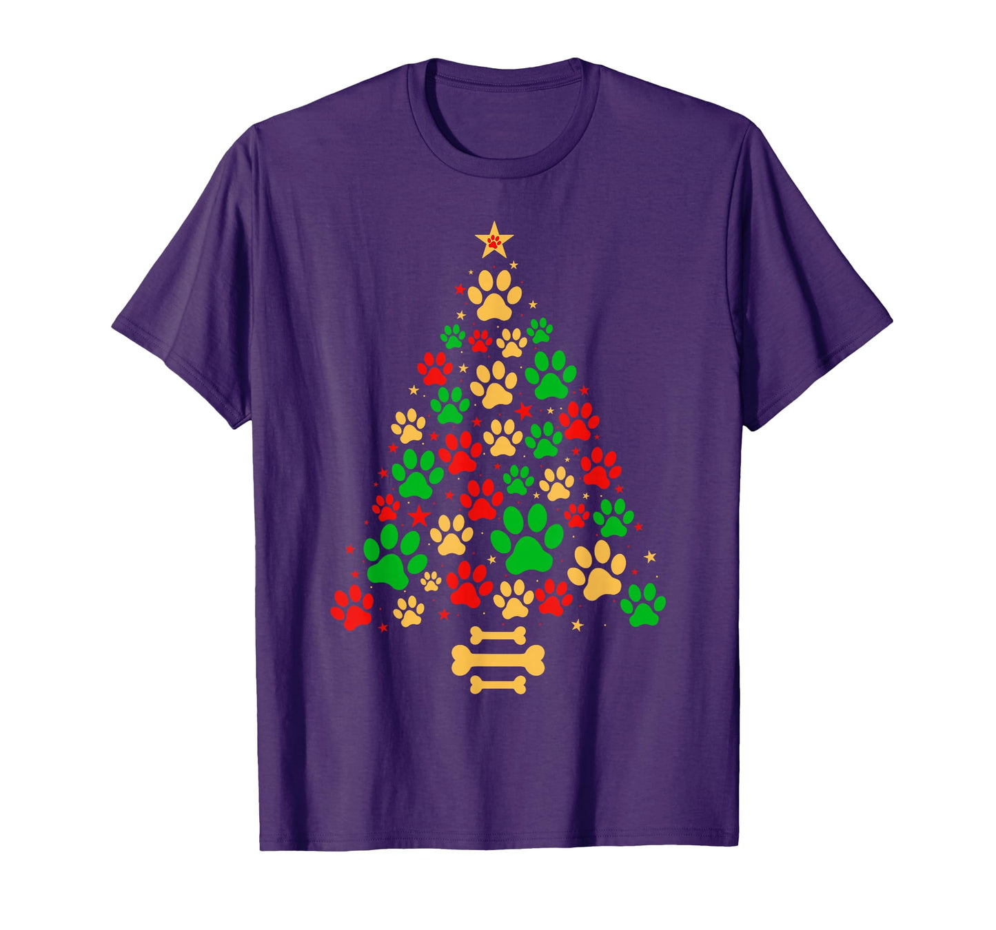Cat Dog Paw Xmas Pajamas Funny Dog Cat Lover Christmas Tree T-Shirt