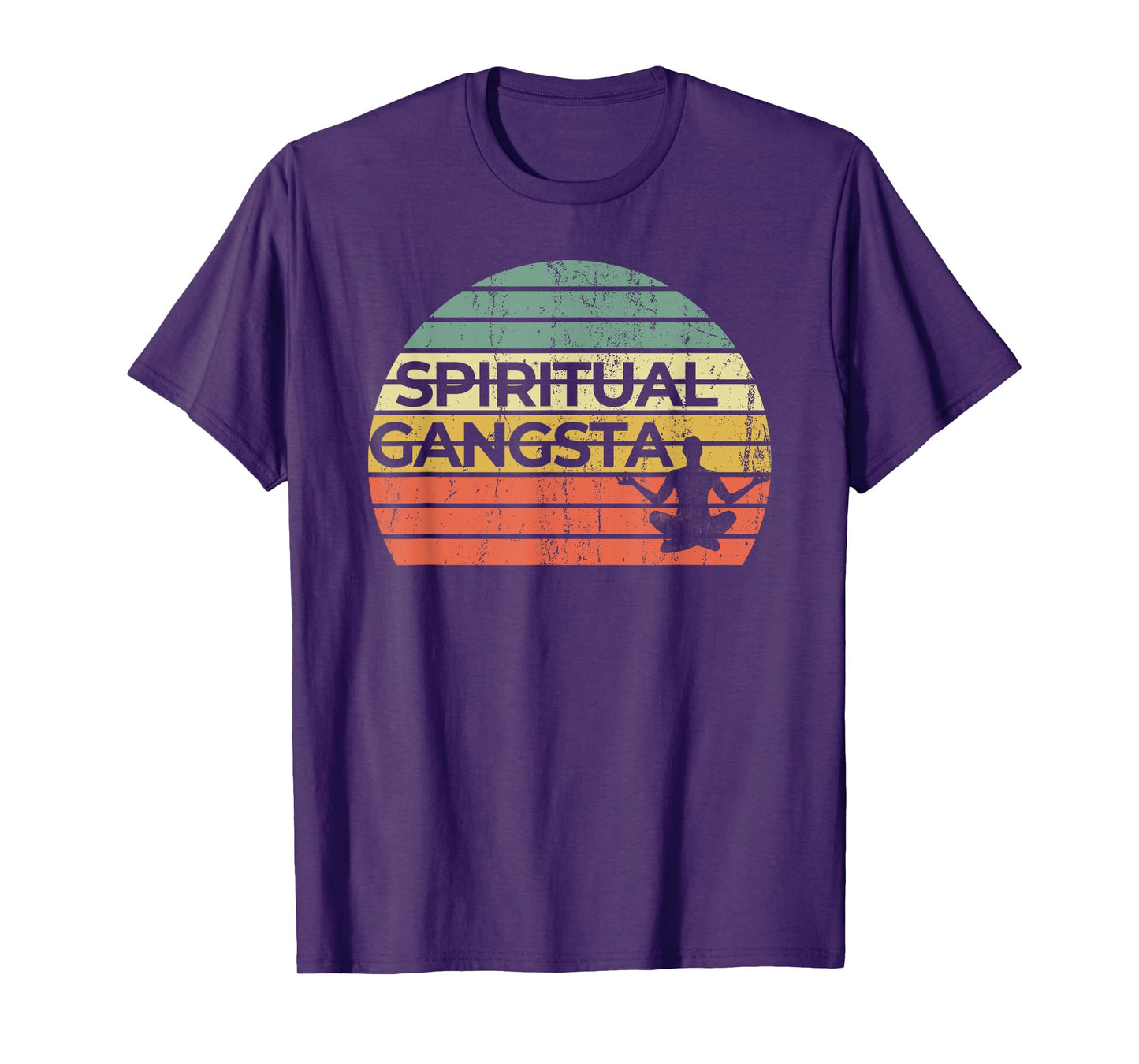 Vintage Retro Sunset Funny Yoga | Spiritual Gangsta T-Shirt