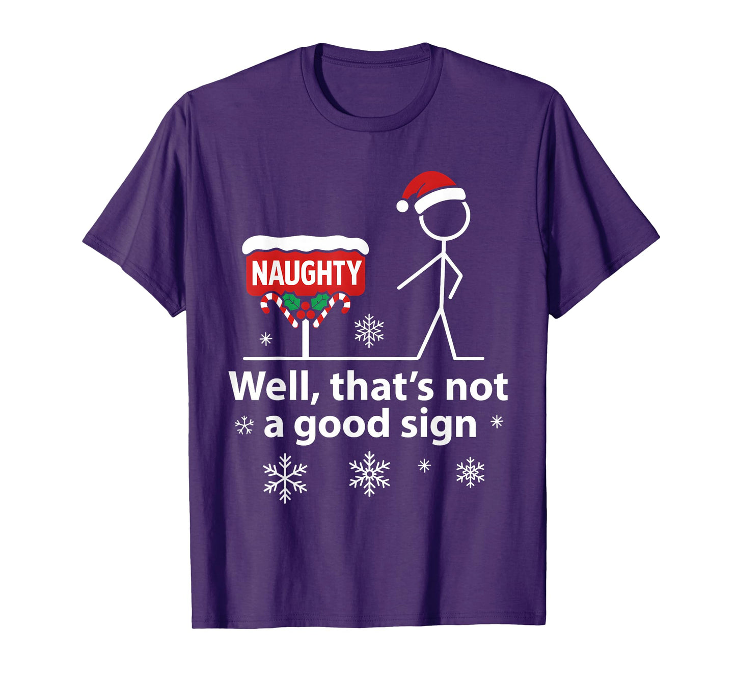 Funny Figure Stick Naughty Holiday Snow Artwork T-Shirt