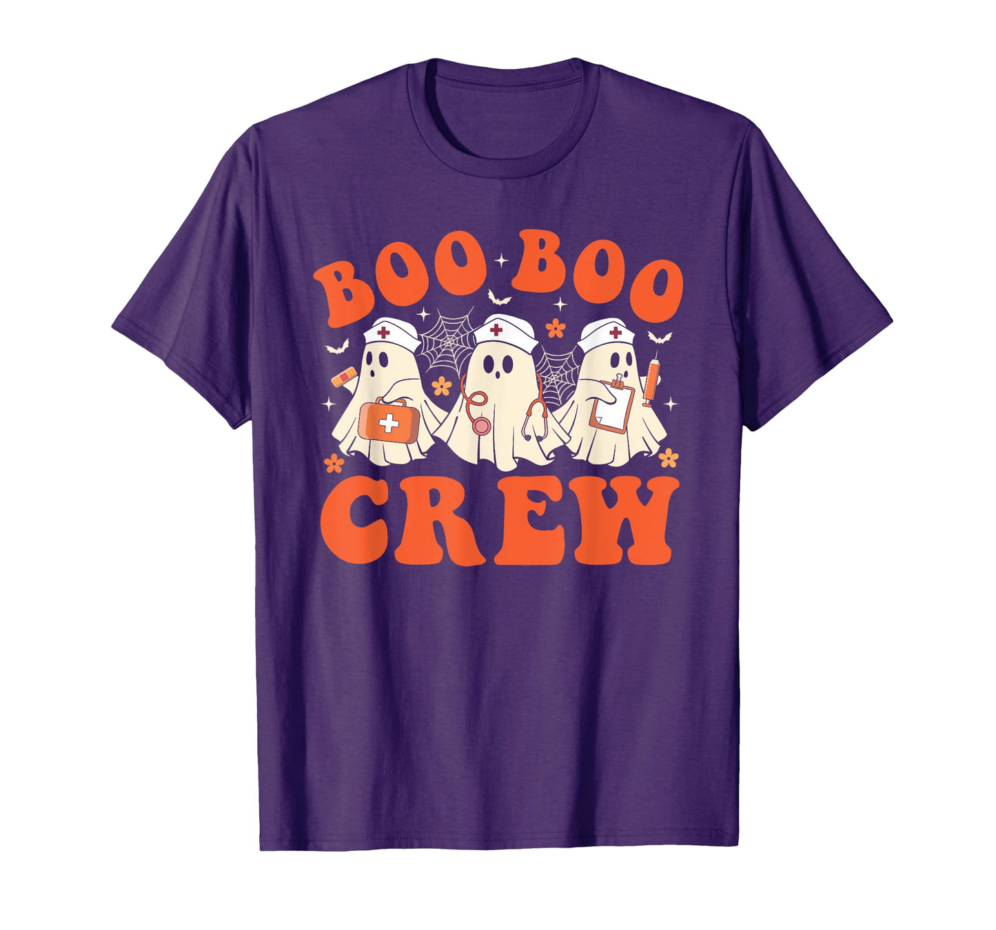 Boo Boo Crew Nurse Ghost Scrub Top Nursing Halloween Costume T-Shirt