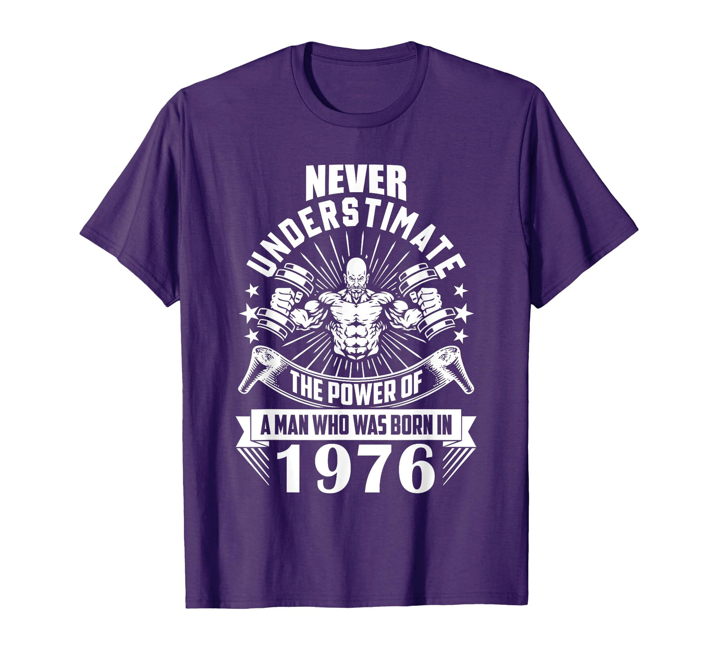 Never Underestimate a Man Born in 1976 Funny Gym Fitness T-Shirt
