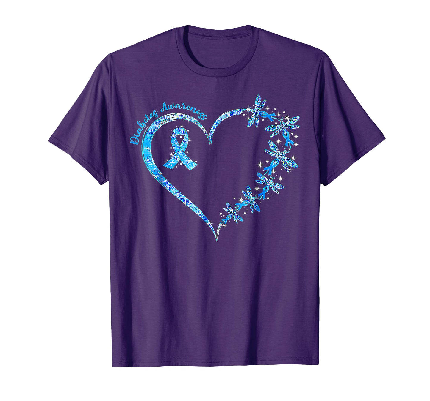 In November We Wear Blue Cure Diabetes Awareness Love Heart T-Shirt